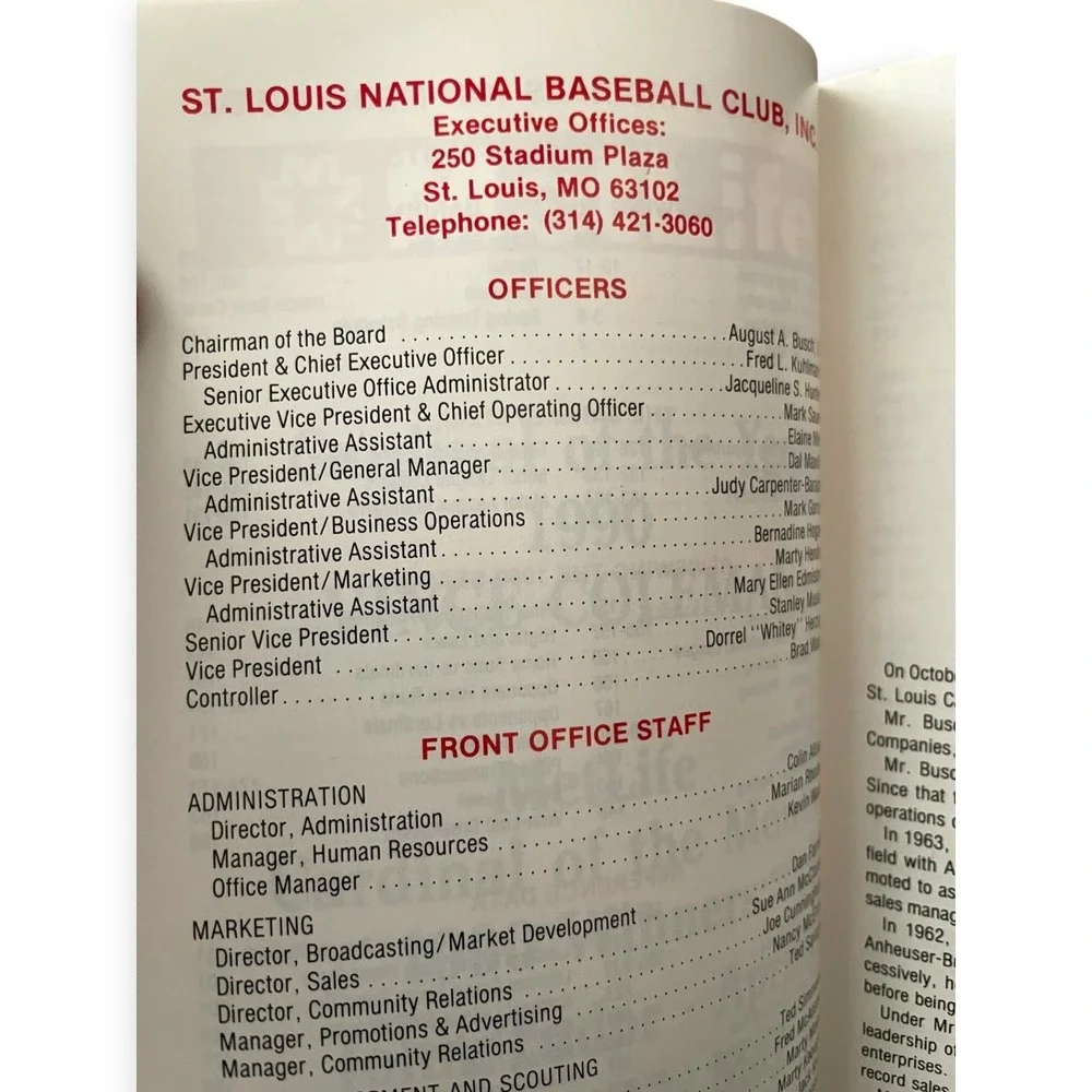 1991 St. Louis Cardinals MLB Baseball Media Guide Todd Zeile Vintage Publication